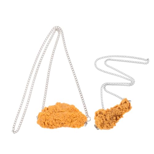Kisangel 2 Stück Halskette mit gebratenem Huhn Partygeschenk Simulation Lebensmittel Anhänger Fake-Food-Anhänger Hip-Hop-Halskette Hühnerhalskette Lebensmittelverzierung PVC von Kisangel