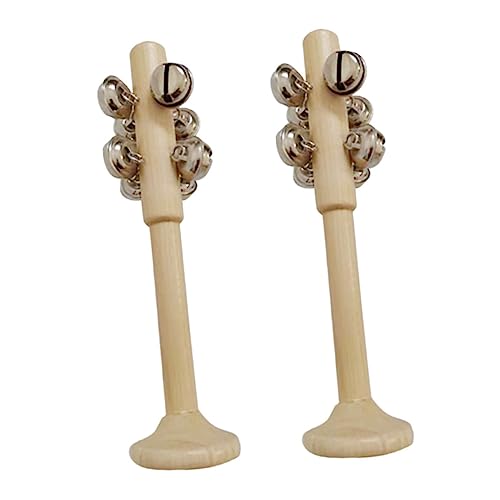 Kisangel 2 Stück Holz Bell Teiliges Musikinstrument für Fördert Rhythmusgefühl Klangsensibilität für Kindergartenaufführungen und Dekoration von Kisangel
