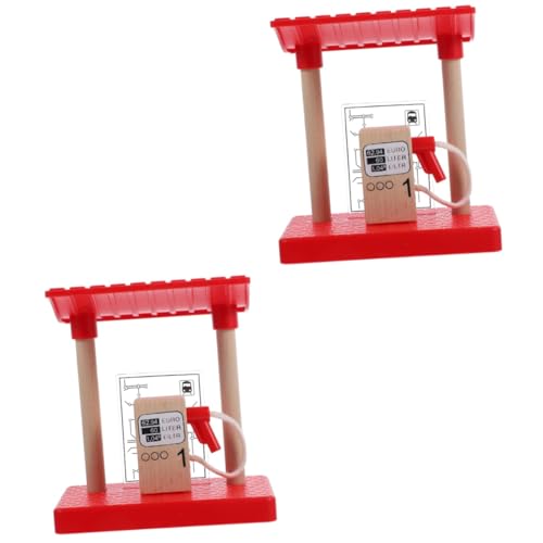 Kisangel 2 Stück Holz Eisenbahn Zubehör Gas Station für Realistisches Robustes Holzmodell Langlebig Kompakt für Holzschienen Bausets und Kreatives von Kisangel