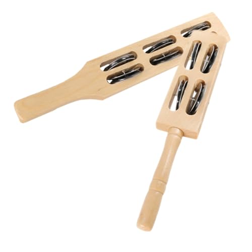 Kisangel 2 Stück Holz Jingle Handglocken Edelstahl Schellen Musikinstrument für Fördert Kreativität und Hand Auge koordination Vielseitiges Musikspielzeug für Musikalische Früherziehung von Kisangel