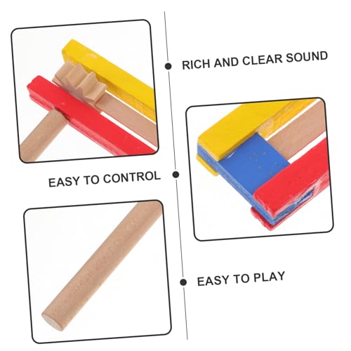 Kisangel 2 Stück Holz Kastagnetten mit Langem Griff für Langlebige Selbstrotierende Percussion Instrumente aus Holz Pädagogisches Musikinstrument für Kindergarten und Kinderpartys von Kisangel