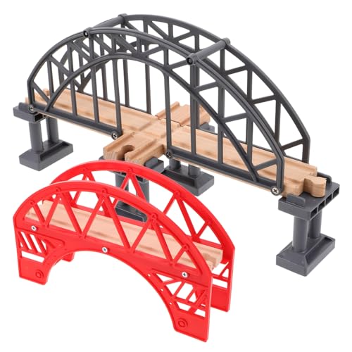Kisangel 2 Stück Holzbahngleis Brückenmodell Kleine Brücke Modell Kunststoffbrücke Pier Kleine Holzbrücke Basteln Holzeisenbahnbrücke Spielzeug Holzzug LKW-zubehör von Kisangel