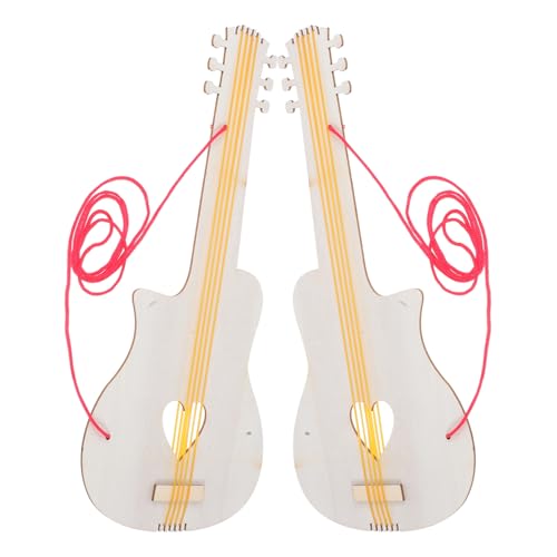Kisangel 2 Stück Holzgitarre Graffiti-Malerei, Gitarrenspielzeug DIY-Gitarrenspielzeug Kindergitarre basteln für Gitarrenspielzeug für Kinderinstrumente für hölzern von Kisangel