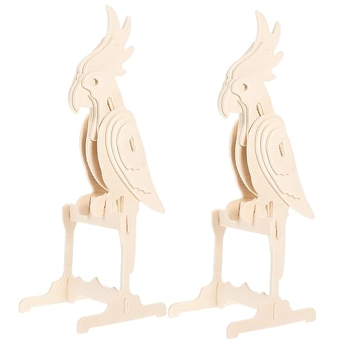 Kisangel 2 Stück Holzpuzzle Tiere DIY Tierpuzzle für Fördert Konzentration und Hand Auge Koordination Lernspielzeug für Eltern Interaktion Papagei von Kisangel