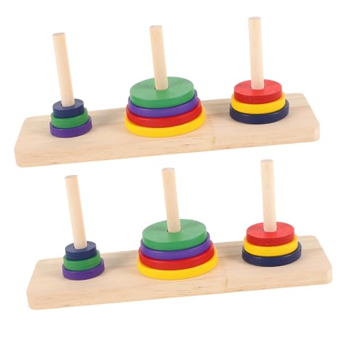 Kisangel 2 Stück Holzspielzeug Erwachsene Intelligentes Hanoi Turm Puzzle Spiel für Kreative Entspannung und Geistige für DIY Partys und Familienaktivitäten von Kisangel