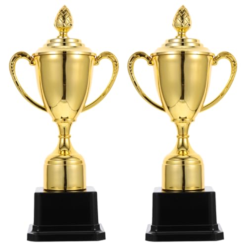 Kisangel 2 Stück Kindertrophäe Auszeichnung Dekoration Turniertrophäe Goldtrophäen Trophäenpokal Großer Wettkampf Gravierte Absolvententrophäe Meisterschaftstrophäe Kleine Trophäen Für von Kisangel