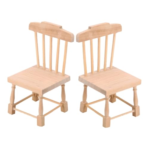 Kisangel 2 Stück Kleiner Mini-Stuhl mit dünner Linie Möbel winzig Miniatur Mini- -Holzstühle Stuhlmodell kleine Holzstuhl-Requisite Mini- -Holzstuhl Birke Khaki von Kisangel