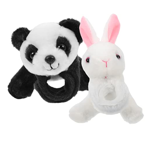 Kisangel 2 Stück Kuscheltier Slap Armbänder Tierische Party Mitgebsel für Dschungelgeburtstagsfeiern Langlebig und Anpassbar Niedliche Tierdesigns Hase Panda von Kisangel