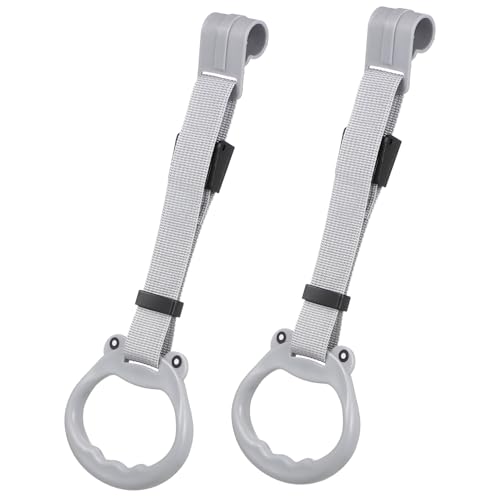Kisangel 2 Stück -Laufstall Laufstall Laufgitter Zubehör Robuste Spielzeugringe Spielring Klimmzugringe für den Laufstall, Laufstallgriffe zum Ziehen Plastik Light Grey von Kisangel