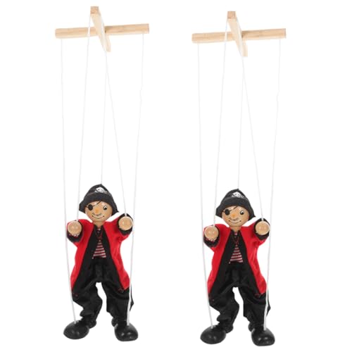 Kisangel 2 Stück Marionettenspielzeug Puppen Menschen Marionetten Marionette Puppet Marionette Pirat Piratenpuppe Marionetten Marionetten Lustige Marionette Kleine Marionette Puppe Holz von Kisangel