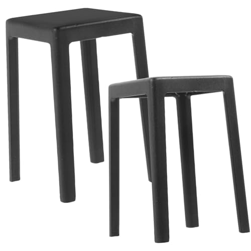 Kisangel 2 Stück Mini-Hockerstuhl bastelset basteln für laufstall Kunststoffstuhl Miniatur Puppe Mini-Haushocker Modell eines Mini-Kunststoffhockers Plastik Black von Kisangel