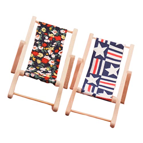 Kisangel 2 Stück Mini-Stuhl Mini-Loungesessel für handsfull spielzeuge für Strand stühle Modell eines Miniatur-Loungesessels Mini-Strandkorb mit Mikrolandschaft Holz von Kisangel