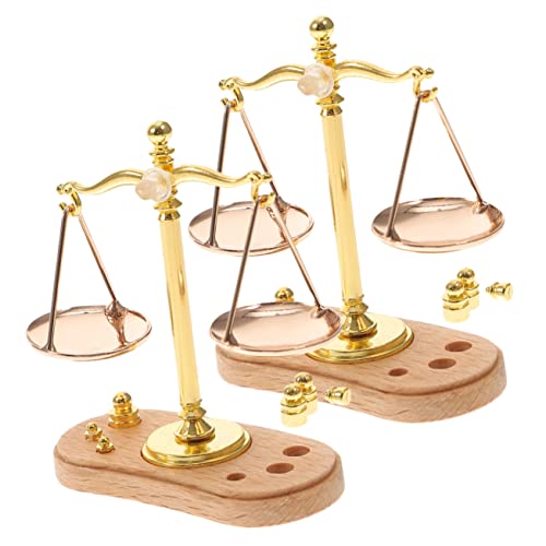 Kisangel 2 Stück Mini-Waage kinderzimmerdeko Room Decoration puppenhauszubehör Miniatur für pädagogisches Gleichgewichtsspielzeug pädagogisches Zinklegierung Golden von Kisangel