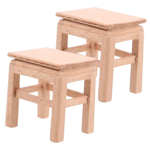 Kisangel Elegante Mini-puppenhausmöbel 2 Stück Mini-hocker Aus Holz Für Das Esszimmer des Puppenhauses Stabiler Miniaturhocker Vielseitiges Design von Kisangel