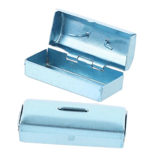 Kisangel 2 Stück Mini-blechdose Puppenhaus Kleiner Werkzeugkoffer Miniatur-möbeldekor Mini-werkzeugkoffer Miniaturhausdekor Kinderspielzeug Puppen-werkzeugkasten Sky-Blue Eisen von Kisangel