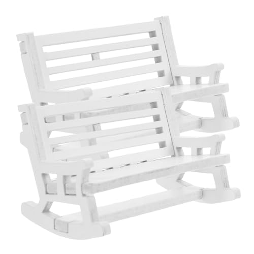 Kisangel 2 Stück Miniatur Holz Schaukelstuhl Vintage Design Miniaturmöbel für Puppenhaus Tischdekoration Feine Handarbeit und Detailreich für Wohnraumgestaltung von Kisangel