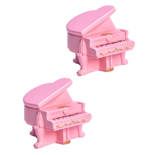 Kisangel 2 Stück Miniatur Klavier Modell Resin Piano Dekoration für Puppenhaus DIY Mikroszenen Rosa Klavierfiguren Miniaturen für Sammler und Wohnaccessoires von Kisangel