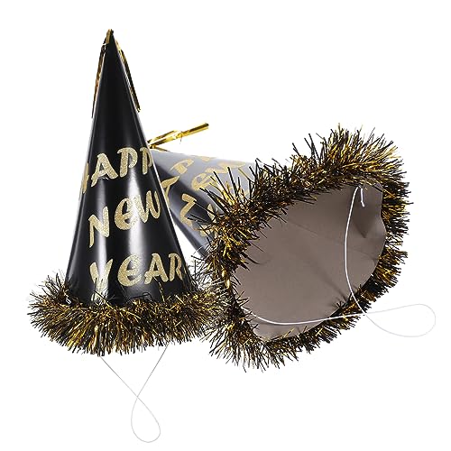 Kisangel 2 Stück Neujahrs Partyhüte aus Papier mit Goldfolien Tassel Große Kegelhüte für Silvester Partydekoration und Foto Requisiten Geeignet für Jugendliche und Erwachsene von Kisangel
