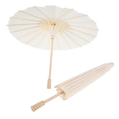 Kisangel 2 Stück Papierschirme Faltbar Mini Regenschirm Für Puppen Ausgefallen Beige Miniatur Hochzeiten Party Dekoration Tanz Niedlich Winzig Kleine Mädchen Baumwolle Mit von Kisangel