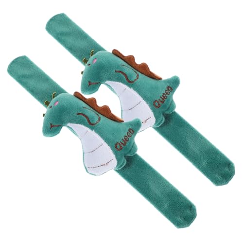 Kisangel 2 Stück Plüsch Dinosaurier Slap Armband Kuscheliges Cartoon Stofftier Partyspielzeug Hautfreundliches Sicheres Kinderarmband für Themen und Geburtstagsfeiern Weiches Komfortables von Kisangel