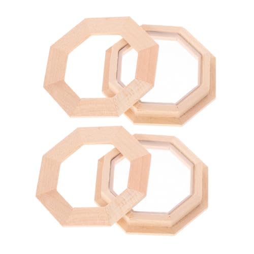 Kisangel 2 Stück Puppenhaus Holzfenster Teiliges Detailreiche Achteckige Mini Fenster aus Holz für DIY Puppenhausmöbel Realistische Miniaturfenster für Kreative und Puppenhausdekoration von Kisangel