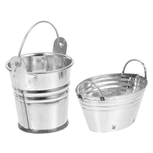 Kisangel 2 Stück Puppenhaus Mini-eiseneimer Miniatur-zubehör Winziger Behälter Miniatur-gartenspielzeug Mini- - Mini-hausmodelle Puppenhaus Mini-Eimer Simuliertes Eimermodell Silver von Kisangel