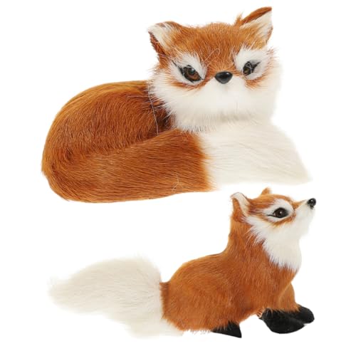 Kisangel 2 Stück Realistische Fuchsfigur Teiliges aus Weichem Cartoon Tierornament für Dekoration Detailreich Handlich und Vielseitig als und Dekoobjekt Geeignet von Kisangel