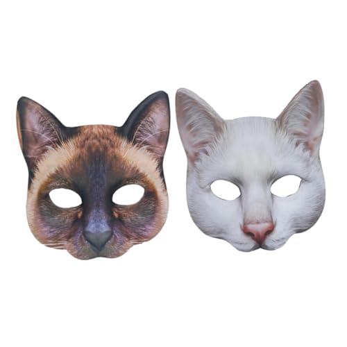 Kisangel 2 Stück Realistische Katzenmasken Bequeme Leichte Kostüm Requisiten für Halloween Karneval Party Einzigartiges Design für Erwachsene und Mädchen von Kisangel