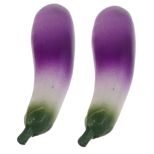 Kisangel 2 Stück Realistische Künstliche Auberginen Detailgetreue Gemüse Deko aus Kunststoff Lebensechte Fake Eggplants als Foto Requisiten und Dekoration Vielseitig für Küche und Schrank von Kisangel