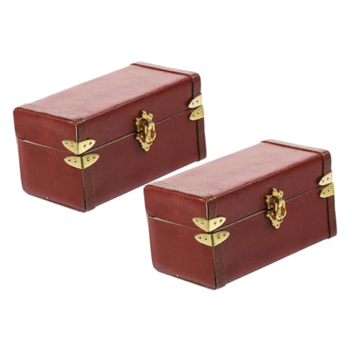 Kisangel 2 Stück Retro -Koffermodell klein Koffer für das Spielhaus Puppenhaus-Vintage-Koffer Rollkoffer Puppenhausdekor Modell für Puppenhausmöbel hölzern von Kisangel