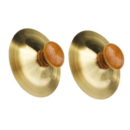 Kisangel 2 Stück Schlaginstrument für Musical Musikspielzeug musikinstrumente fingerschlagzeug Finger Schlagzeug Mini-Becken kleine Handbecken hölzern Golden von Kisangel