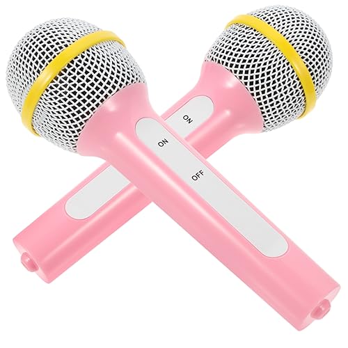 Kisangel 2 Stück Simulationsmikrofonspielzeug Kind Karaoke gefälscht Fälschung Party-Mikrofon-Requisite Kostüm -Kleid -Mikrofon -Stütze Mikrofonverzierung Plastik Rosa von Kisangel