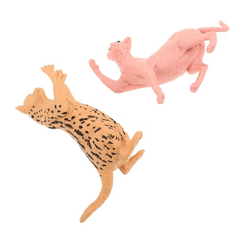Kisangel 2 Stück Simulierte haarlose Katzenspielzeuge Katzenfigur Tiermodelldekor Katze Tiermodell Simulationstierspielzeug Simuliertes Katzenmodellspielzeug Simulation Tiermodell Plastik von Kisangel