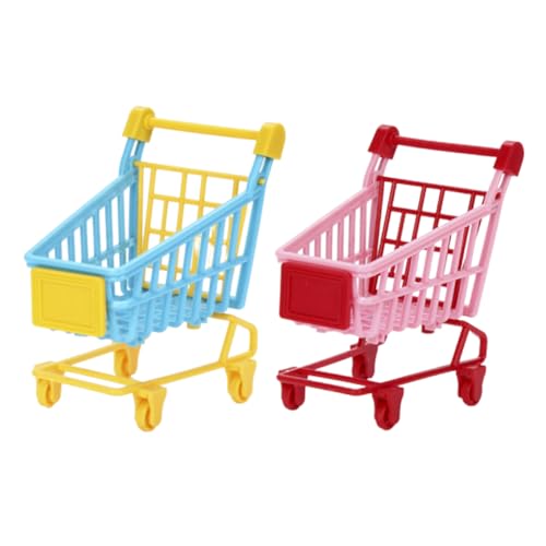 Kisangel 2 Stück Simulierter Handpusheinkaufwagen PVC-Simulationswagen Puppenregal Zufällige Farbe von Kisangel