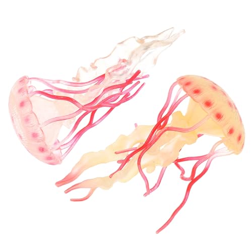Kisangel 2 Stück Simuliertes Quallenmodell Tierfiguren Lernspielzeug Frühpädagogik Rot Gelb Lebensnahes Design von Kisangel