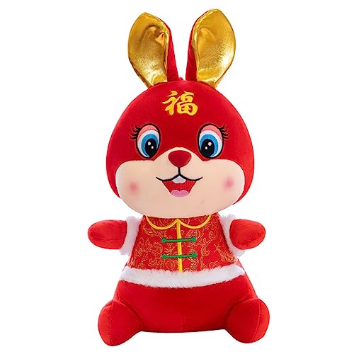 Kisangel 2 Stück Sternzeichen Hase Puppe Hasen Stofftiere Neujahrsvorräte Desktop-kaninchenpuppe Neujahrsdekoration Hasenpuppe Kaninchen Stofftiere Neujahr Rot Plüsch von Kisangel