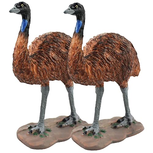 Kisangel 2 Stück Straußenfiguren Ostrich Tiererkennung Fähigkeiten Ostrich Nachbildung Mini-Strauß-Figur Zahlen Kleiner Straußenschmuck kleines Straußenmodell Plastik Brown von Kisangel