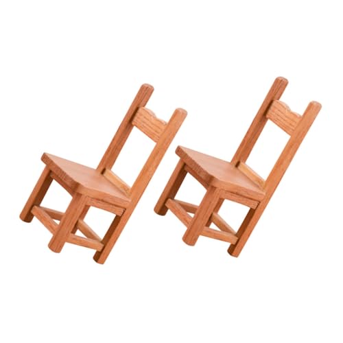 Kisangel 2 Stück Stuhl Klein Stühle Mini Puppenstubenmöbel Brown Hölzern von Kisangel