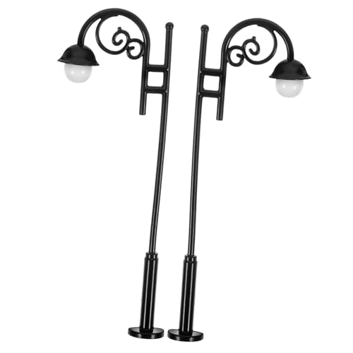 Kisangel 2 Stück Szenenlampe Puppenhaus Miniatur Garten Puppenhaus Szene Park Szene Layout Requisiten Mikro Straßenlaterne Mini Simulation Licht Modell Simulation Lampe von Kisangel
