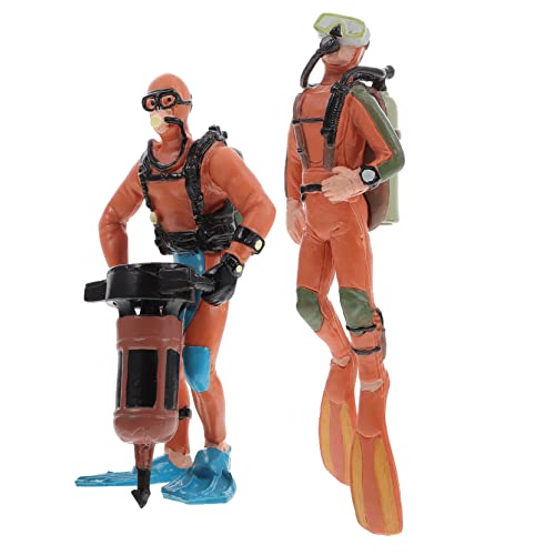 Kisangel 2 Stück Tauchermodell Taucherfigur Taucher Figur Unterwasser-Miniaturdekoration Spielzeugfiguren PVC Orange von Kisangel