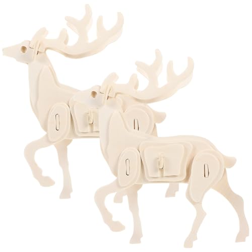 Kisangel 2 Stück Teiliges DIY Holz Puzzle für Interaktives Tier Puzzle Fördert Kreativität und Konzentration für Weihnachten und Geburtstage Holzspielzeug für Jungen von Kisangel