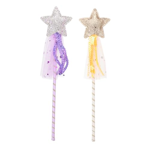 Kisangel 2 Stück Teiliges Feenstab Glitzernde Stern Zauberstäbe Leichte Handfreundliche Cosplay Requisiten für Party Tanz Bühnenauftritt Geeignet für Geburtstagsgeschenke Halloween von Kisangel