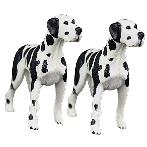 Kisangel 2 Stück Teiliges Geflecktes Hundemodell Figuren Realistische Hundedekoration für Zuhause Robuste Desktop Tierfigur Geschenkidee für Hundeliebhaber von Kisangel