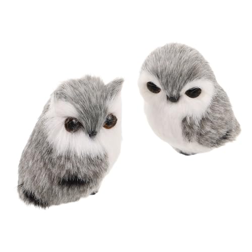 Kisangel 2 Stück Teiliges Graue Eulen Plüschtiere Weiche Kuschelige Tierfiguren Realistisch Gestaltete Deko für Schlafzimmer Vielseitiges Kuschelspielzeug und Festliches von Kisangel
