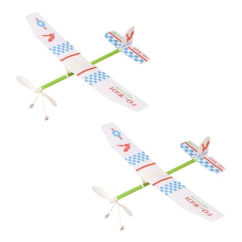 Kisangel 2 Stück Teiliges Gummiband Power Biplane Flugzeugmodell Leichter Segelflugzeug mit Einzigartigem Muster Robustes Kunststoffrohr für Outdoor Fördert Eltern Junge Mädchen von Kisangel