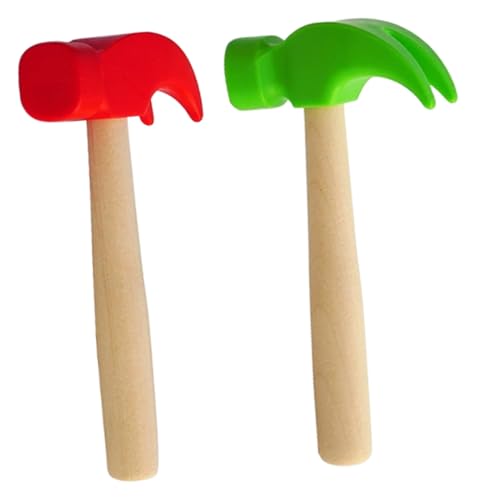 Kisangel 2 Stück Teiliges Hammer Kleines Gewicht Leicht zu Greifen Robustes Holzmaterial für Rollenspiele und Motorische Buntes Design Kindgerecht und Sicher Fördert Greiffähigkeit und von Kisangel