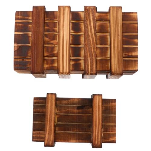 Kisangel 2 Stück Teiliges Holz Puzzle Box mit Schublade Sicherer Geheimfach zauberkasten für Tragbare Kompakte Aufbewahrungsbox Denkfähigkeit Robust und Verschleißfest von Kisangel
