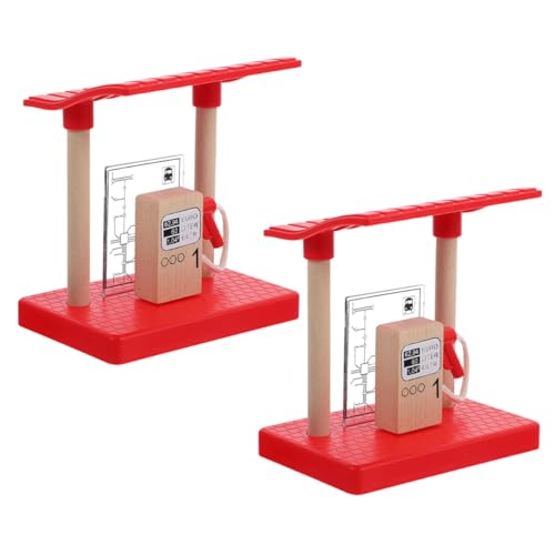 Kisangel 2 Stück Teiliges Holz Zugschienen Zubehör Gasstation zum Zusammenbauen Fördert Logisches Denken und Kreative Rollenspiele für Flexibel Einsetzbar in Kindergarten und Zuhause von Kisangel