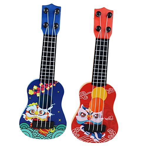 Kisangel 2 Stück Teiliges Mini Ukulele für Pädagogische Frühe Gitarre Leichtes Sicheres Kunststoffmodell Rot und Blau für Mädchen und Jungen im Kindergartenalter von Kisangel