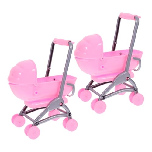 Kisangel 2 Stück Teiliges Puppenwagen für Kompakter Puppen Kinderwagen Realistisches Rollenspiel Zubehör für Puppenhaus Fördert Hand Auge Koordination und Sensorische Entwicklung von Kisangel